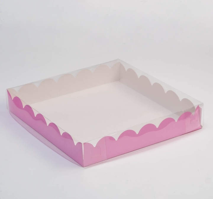 картинка Коробка для печенья и пряников 155*155*35 мм (розовая матовая) от магазина Компания+