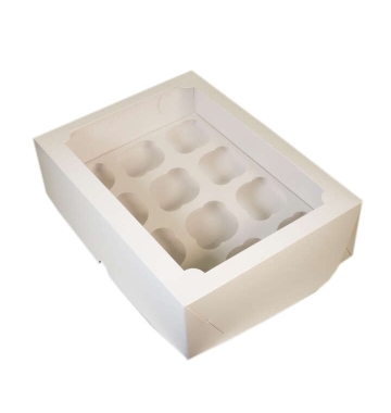 картинка Коробка под капкейки с окошком 320*235*100 / 12 (белая) от магазина Компания+