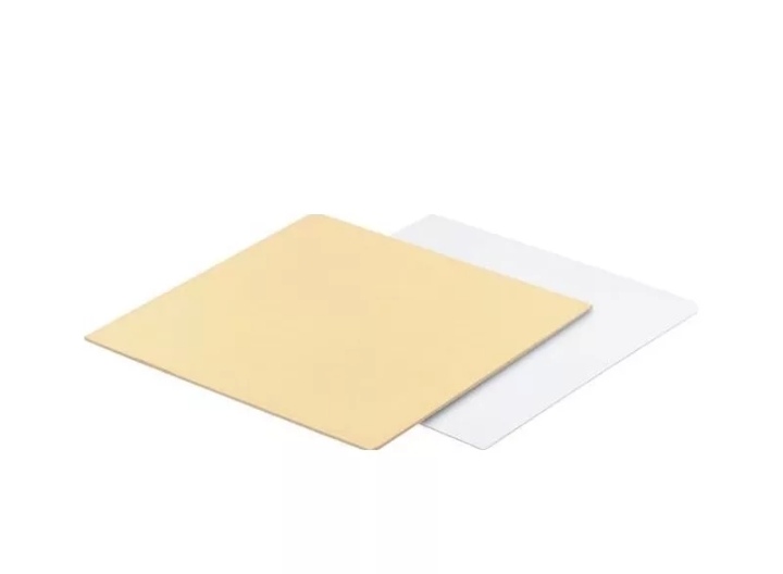 картинка Подложка для торта квадратная (золото,белая) 30*30 / 3,2 мм от магазина Компания+