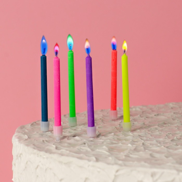 картинка Свечи в торт с цветным пламенем, 6 см, 6 шт. от магазина Компания+