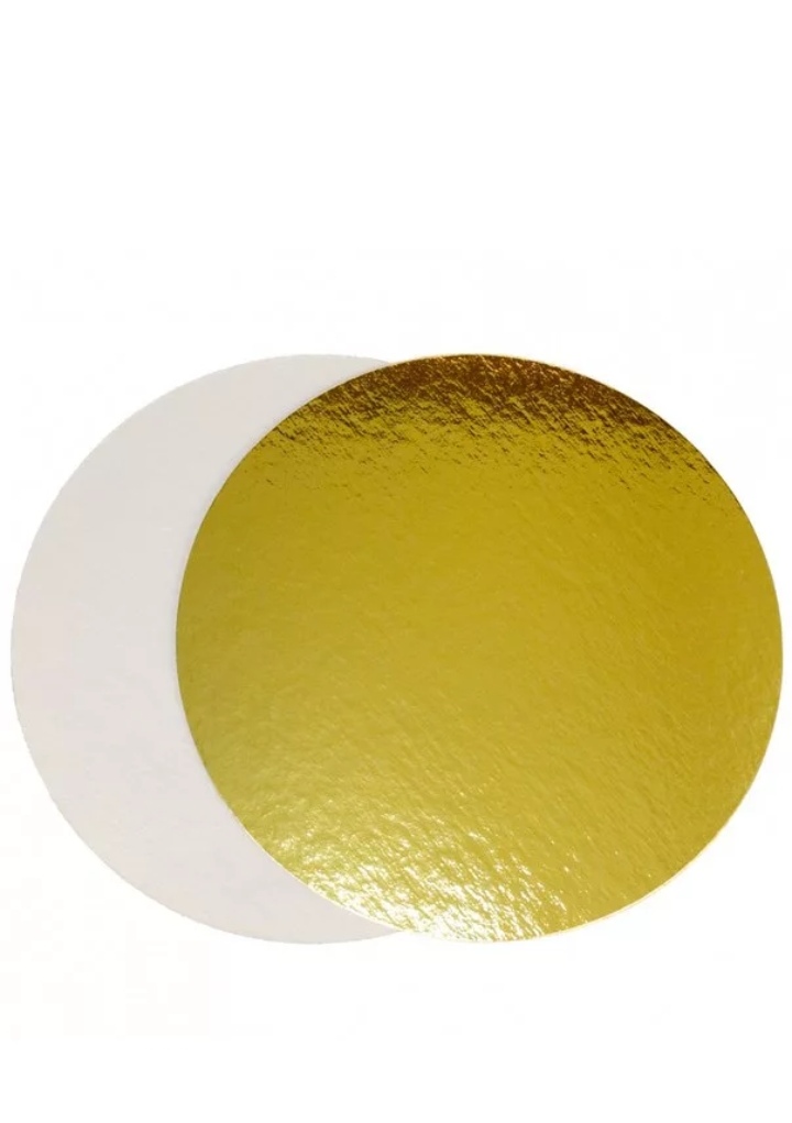 картинка Подложка для торта круглая (золото,белая) d 26 / 3,2 мм. от магазина Компания+