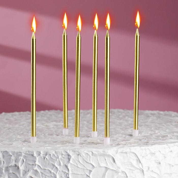 картинка Свечи в торт "Радость", 6 шт, 13см, золотой. от магазина Компания+