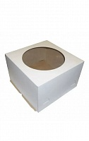 картинка Коробка для торта с окошком 24*24*24 см. белая (гофрокартон) от магазина Компания+