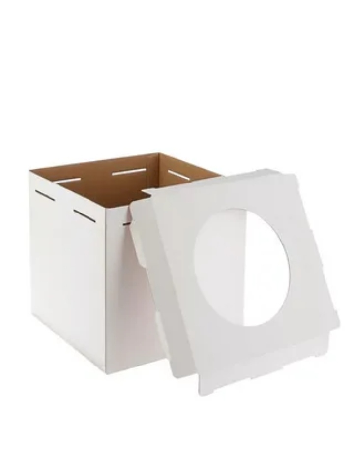 картинка Коробка для торта с окошком 300*300*350 мм (белая) гофрокартон от магазина Компания+