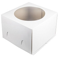 картинка Коробка для торта с окошком, 240*240*300 мм (белая) гофрокартон от магазина Компания+