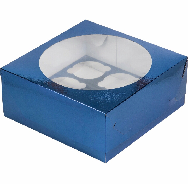 картинка Коробка под капкейки 23,5*23,5*10 синяя от магазина Компания+