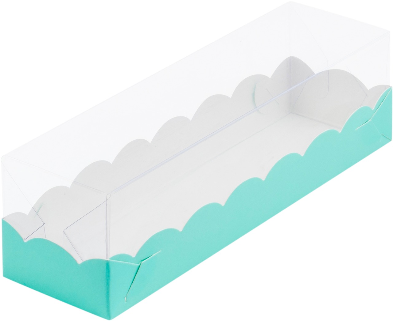 картинка Коробка для макарон с пластиковой крышкой 190*55*55 мм (ТИФФАНИ) от магазина Компания+