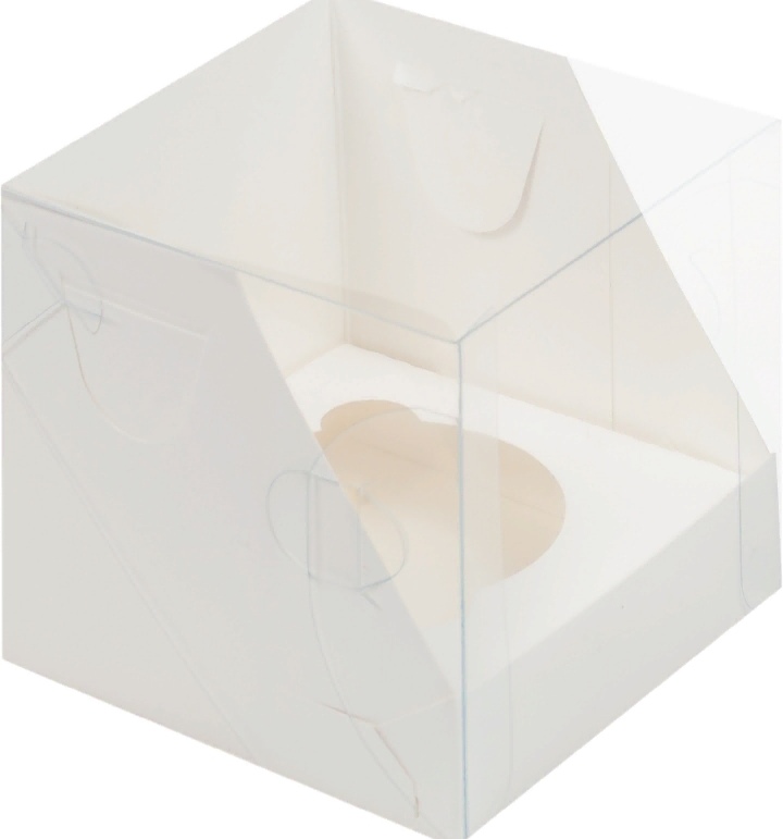 картинка Коробка под капкейки с пластиковой крышкой 100*100*100 мм (1) (белая) от магазина Компания+