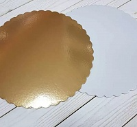 картинка Подложка для торта фигурная (золото,белая) 30/1,5 мм. от магазина Компания+