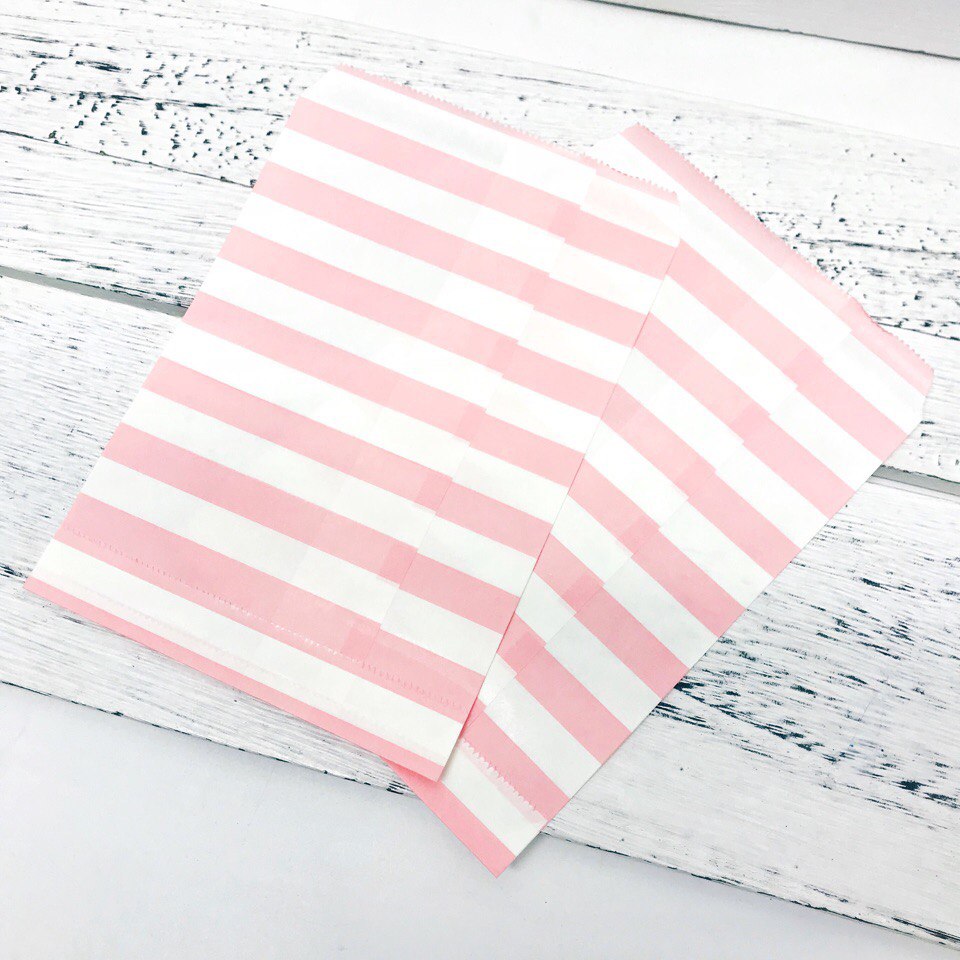 картинка Пакетик бумажный полоска розовая от магазина Компания+