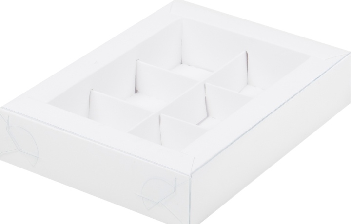 картинка Коробка для конфет с пластиковой крышкой (6) (белая) 155*115*30 мм. от магазина Компания+