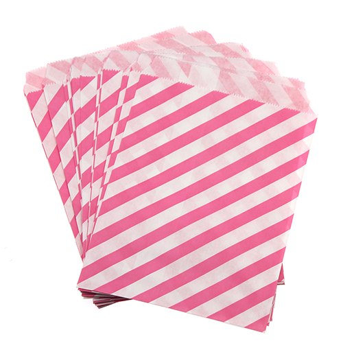 картинка Пакетик бумажный косая полоска розовая от магазина Компания+