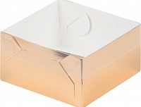 картинка Коробка для зефира, тортов и пирожных 120*120*60 мм. (золото) от магазина Компания+